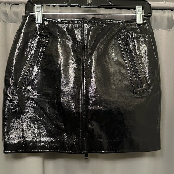 Lamarque Rowan 100% Leather Mini Skirt Black Size 4 Sexy Grunge - Picture 1 of 16